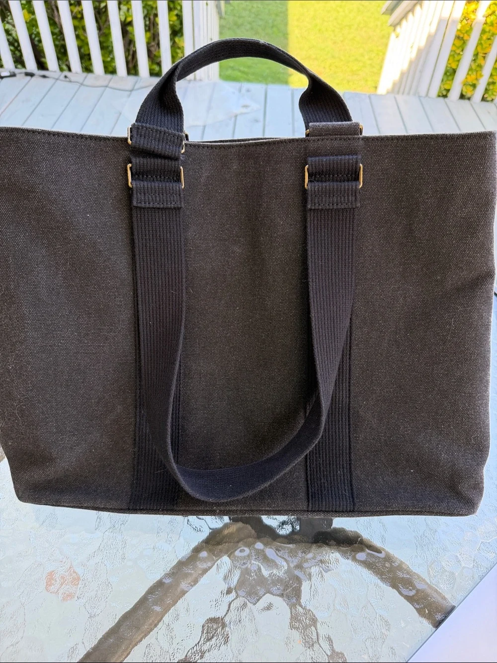 FEED Projects Canvas Utility Work Tote Bag - charcoal black